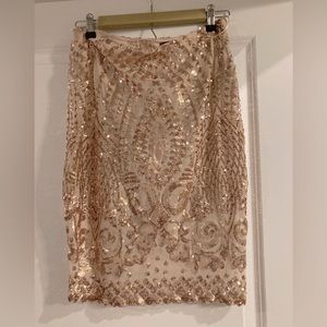 Mesh rose gold sequin skirt